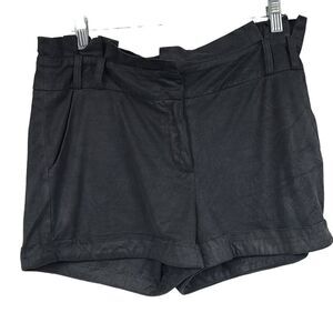 Love Culture Suede Charcoal Gray High Waisted Shorts Pleated Microfiber Chamois